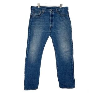 Levis Jeans Button Fly Blue 501 Jeans Mens Straight Leg